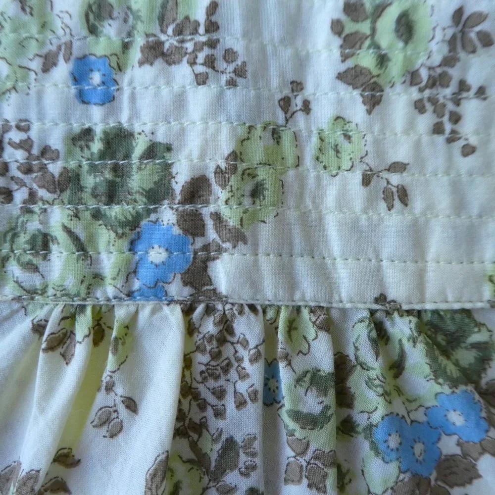 Plenty Peasant Floral Top Country Waist Cincher Tie Belt Keyhole Button Front 12 - Picture 4 of 6